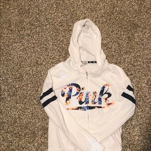 Victoria’s Secret Pink white zip hoodie
